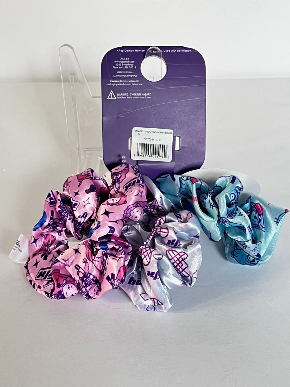Kpop Demon Hunters Hair Scrunchies Set with Derpy Character & Huntrix Logos
